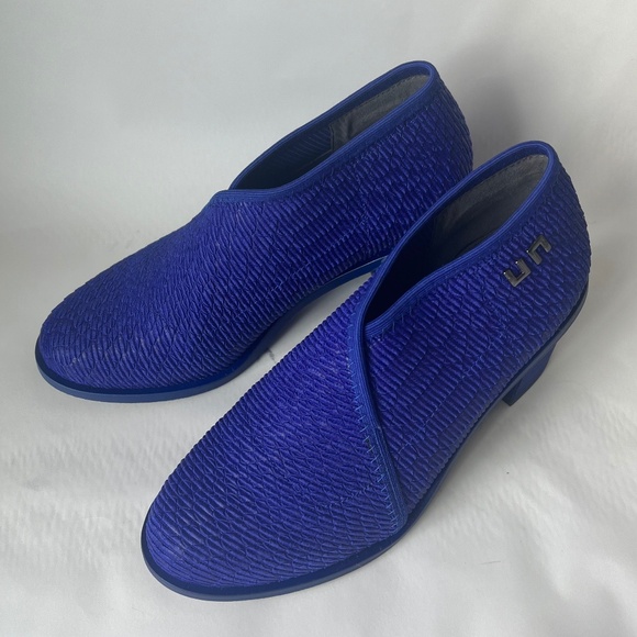 United Nude Fold Blue Marine Python Block Heel Leather Casual Booties 7 - Picture 3 of 15